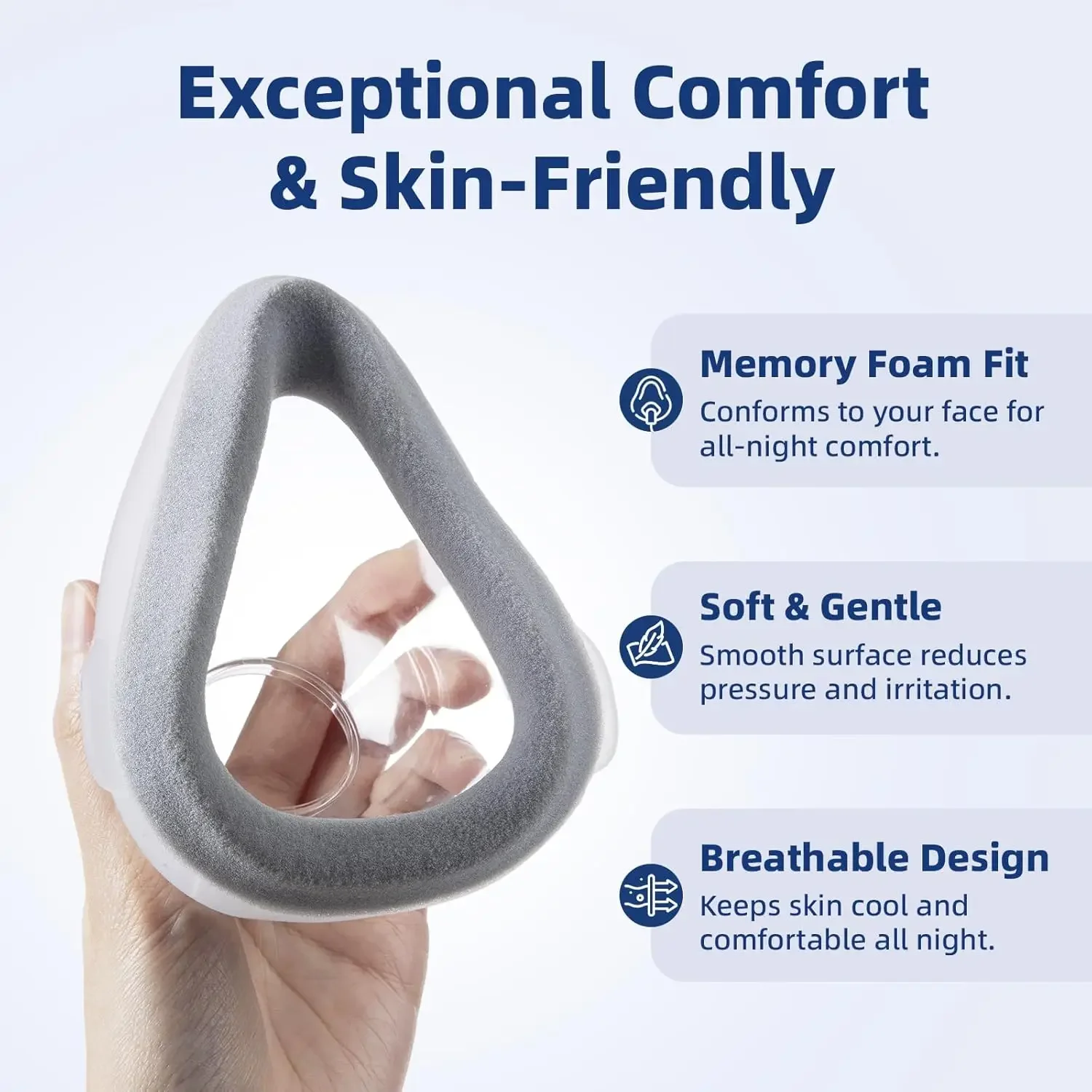 2Pcs AirTouch F20 Breathing Mask Memory Foam Silicone Pad Comfortable Durable Fitting Replacement Part for F20 Style Mask