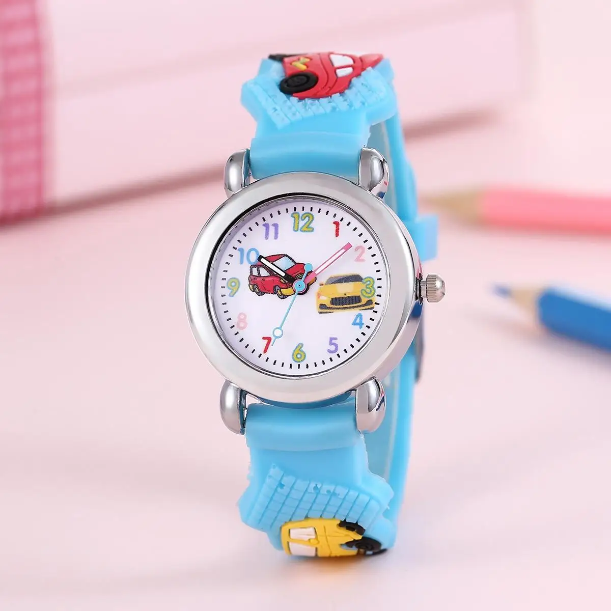 New Fashion Colorful Cartoon Car Student Children\'s Watch Quartz Watch Electronic Watch