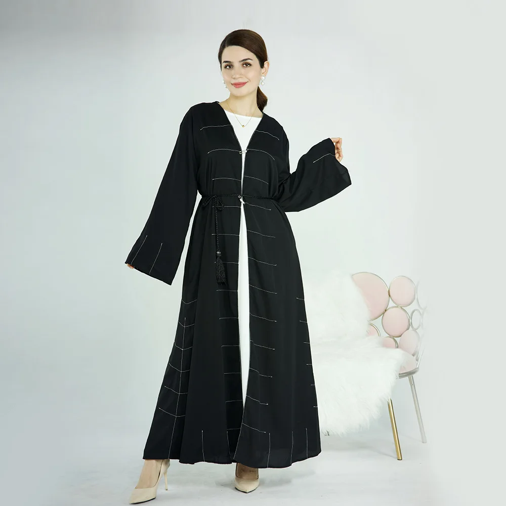 

Dubai Muslim Women Long Sleeve Open Cardigan Maxi Dress Kimono Abaya Kaftan Gowns Party Arab Gown Islamic Robe Ramadan Clothing