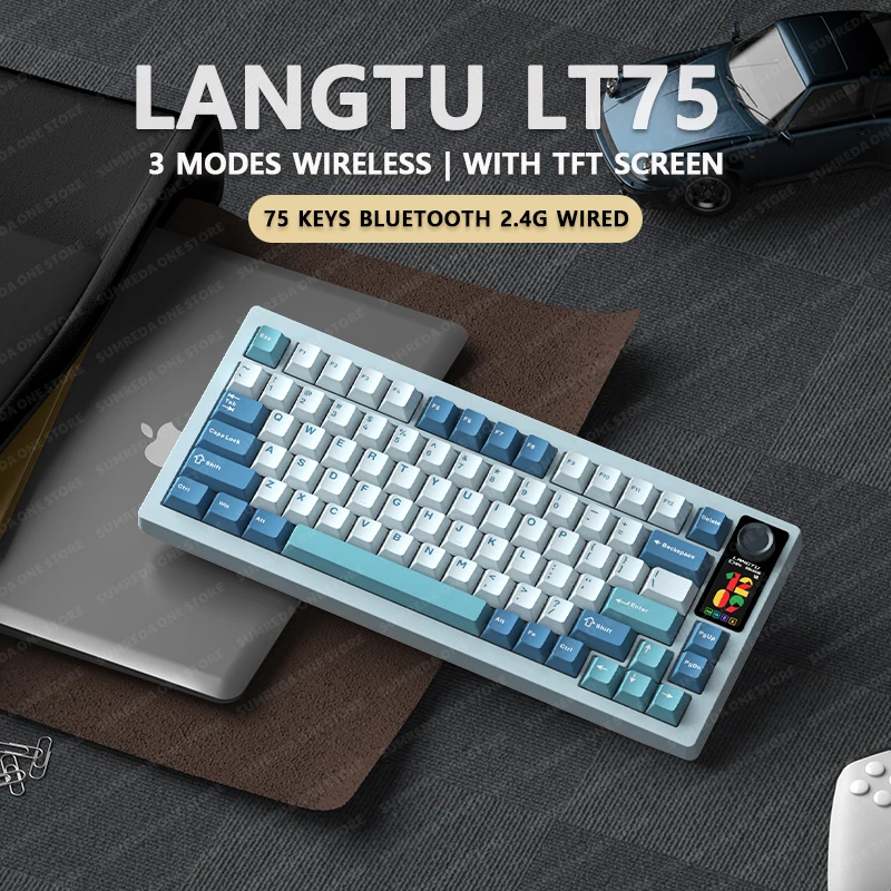 

Langtu Lt75 Lt84 Wireless Mechanical Keyboard 80Keys Gaming Bluetooth 2.4G Wired Keyboard RGB Hotswap Gamer Non-contact Keyboard