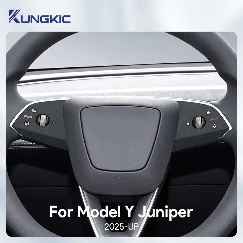 

For Tesla Model Y Juniper 2025 2026-Up Italian Top Suede Steering Wheel Panel Trim Stickers Car Interior Accessories