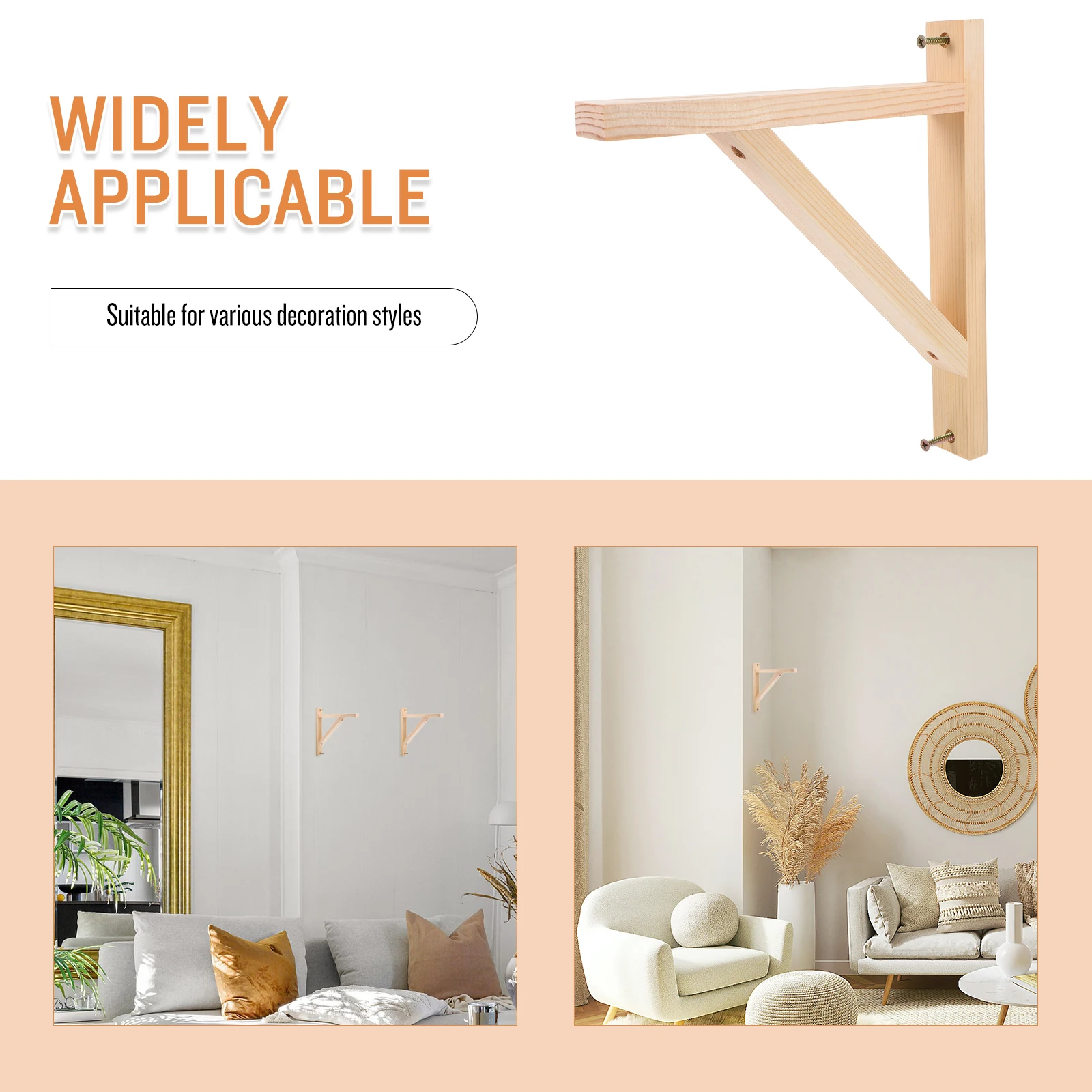 

2 Pcs Wooden Shelf Shelf Mounting Brackets for Wall Shelves Tripod Mounting Brackets Heavy Duty Sturdy Hardware