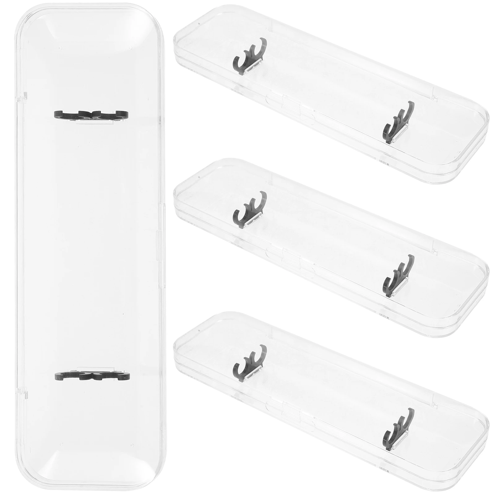 

4 Pcs Pen Case High Transparent Double Pens Plastic Containers Lightweight Portable Small Travel Pencil Holder Gift Boxes