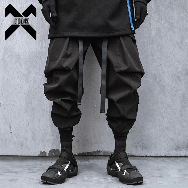 11 BYBB'S DARK Hip Hop Cargo Pants Men Ribbons Casual Loose Joggers Trousers Elastic Waist Fahsion Harajuku Streetwear Pant W582