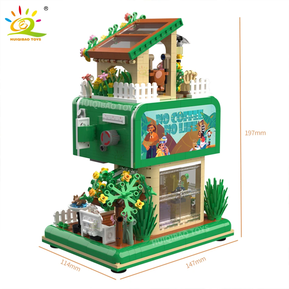 Healing Coffee Shop Collection Model Mirco Building Blocks Cafe Store Street View Mini Bricks City Construction Toy for Children