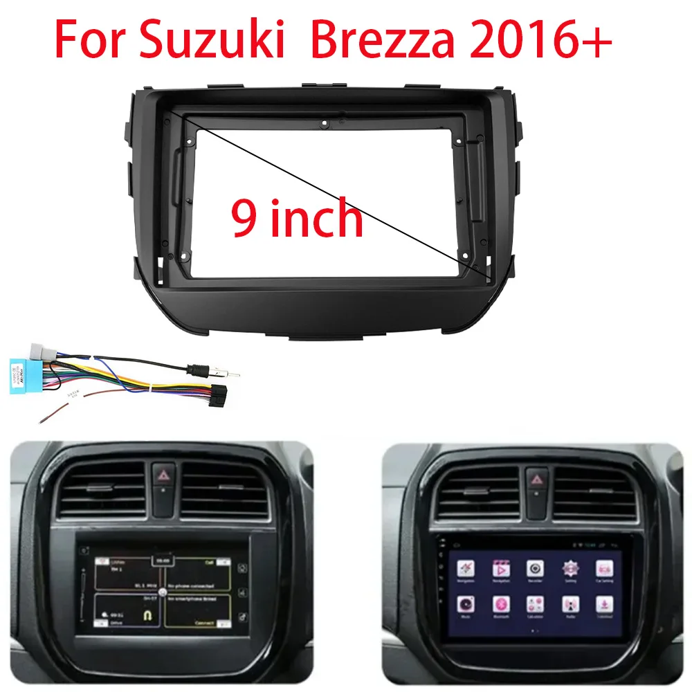 Car  Radio Fascia for SUZUKI Brezza 2016+ 9 inch  Dash Installation Trim Kit GPS Navigation Frame Faceplates Panel