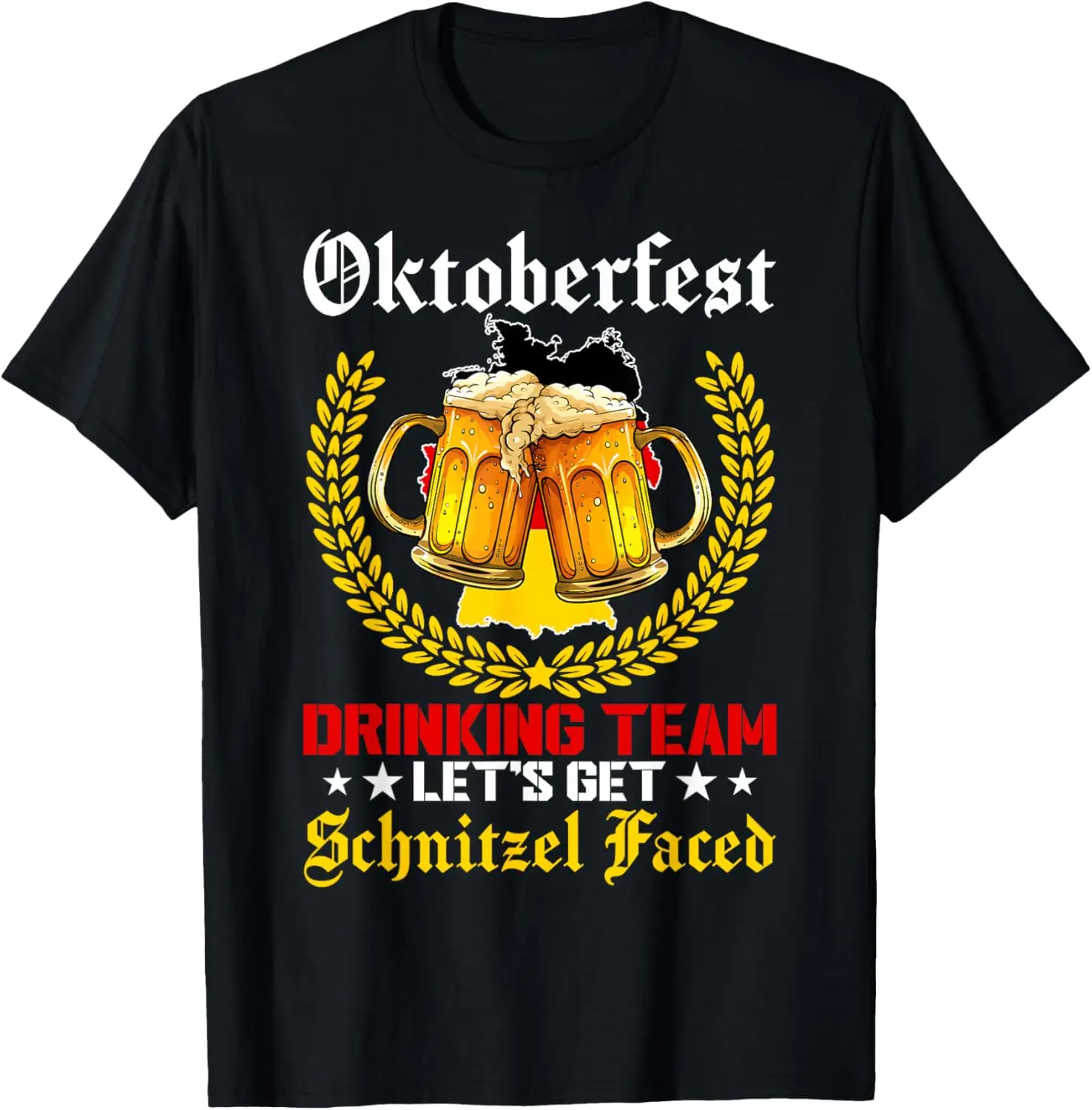 Funny Oktoberfest Drinking Team Let's Get Schnitzel Faced T-Shirt Individuality Streetwear Short Sleeve Graphic T Shirts Camisas