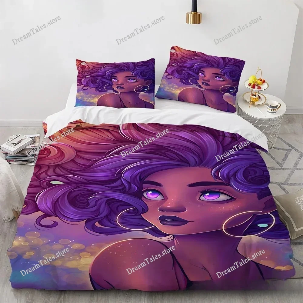 Cute African Girl Bedding Set Single Twin Full Queen King Size Bed Set Aldult Kid Bedroom Duvetcover Sets Bed Sheet Set 2025