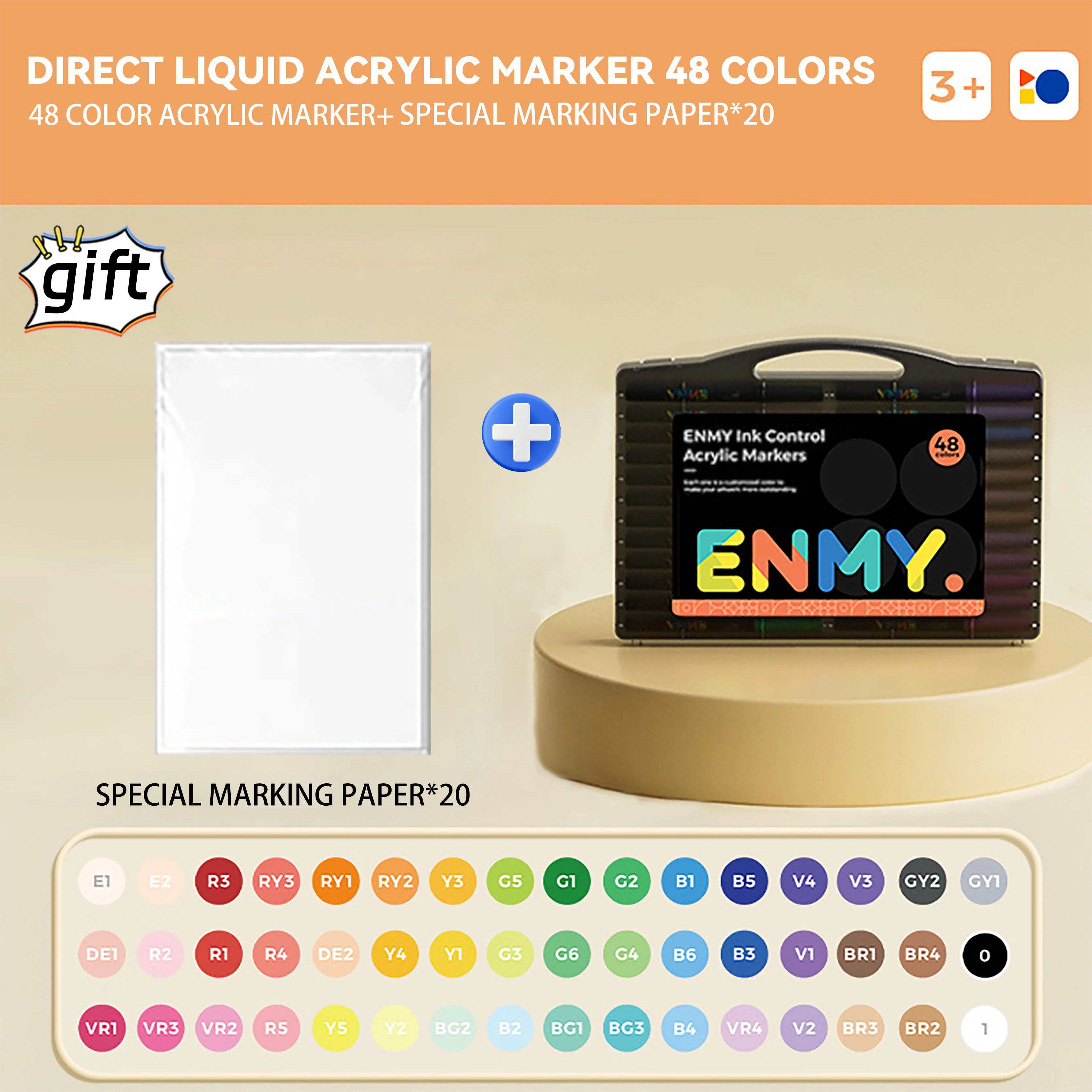 enmy Black box Direct Vloeibare acrylstiften met papier 24-80 kleuren zachte kop kleurrijke schilderpen DIY Paint Marker