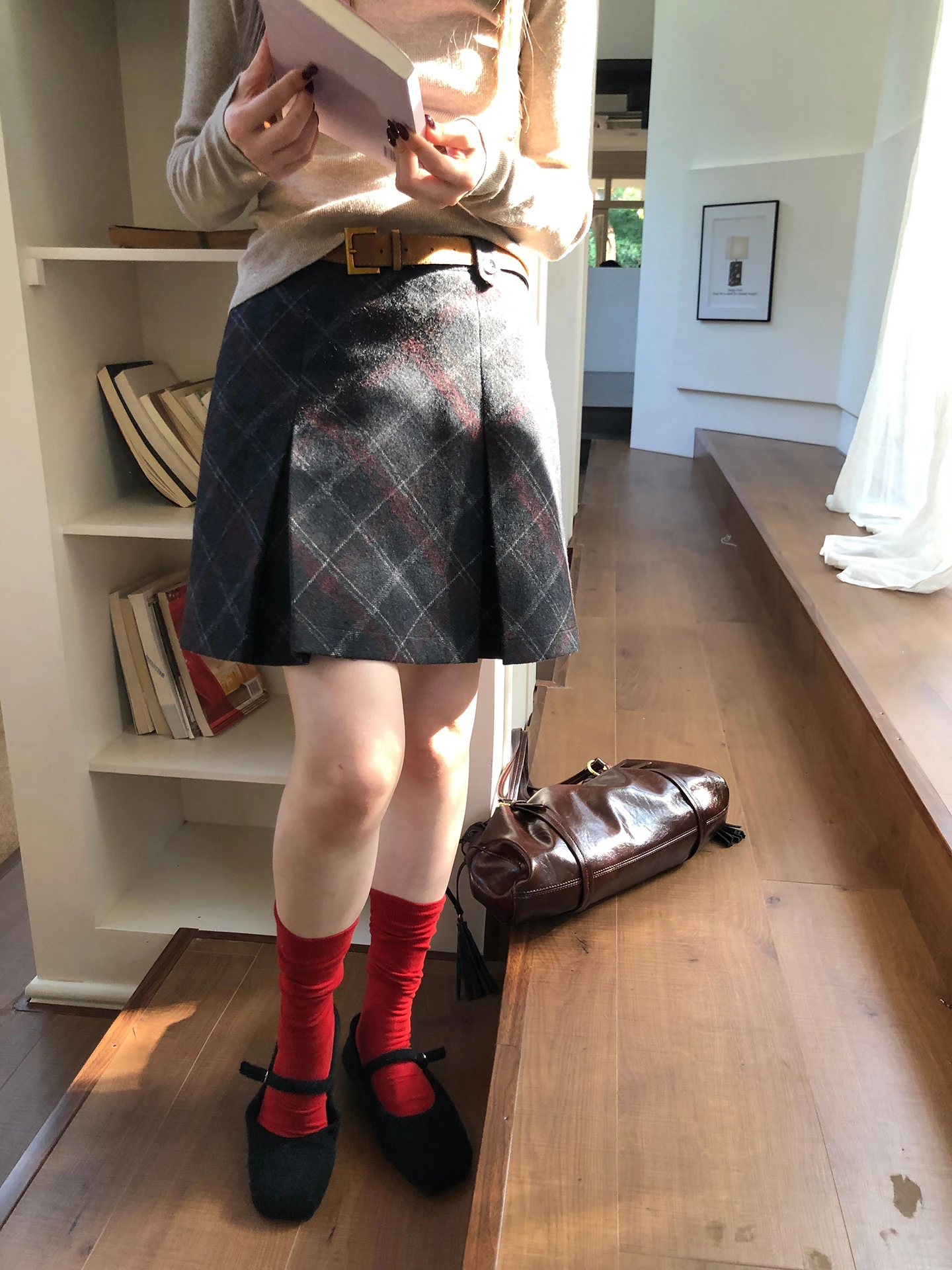 

Bla Plaid A-Line Skirt Women's Spring Autumn Winter Seasonal Polyester Fiber Low Waist Zipper Sle Commute Skirt