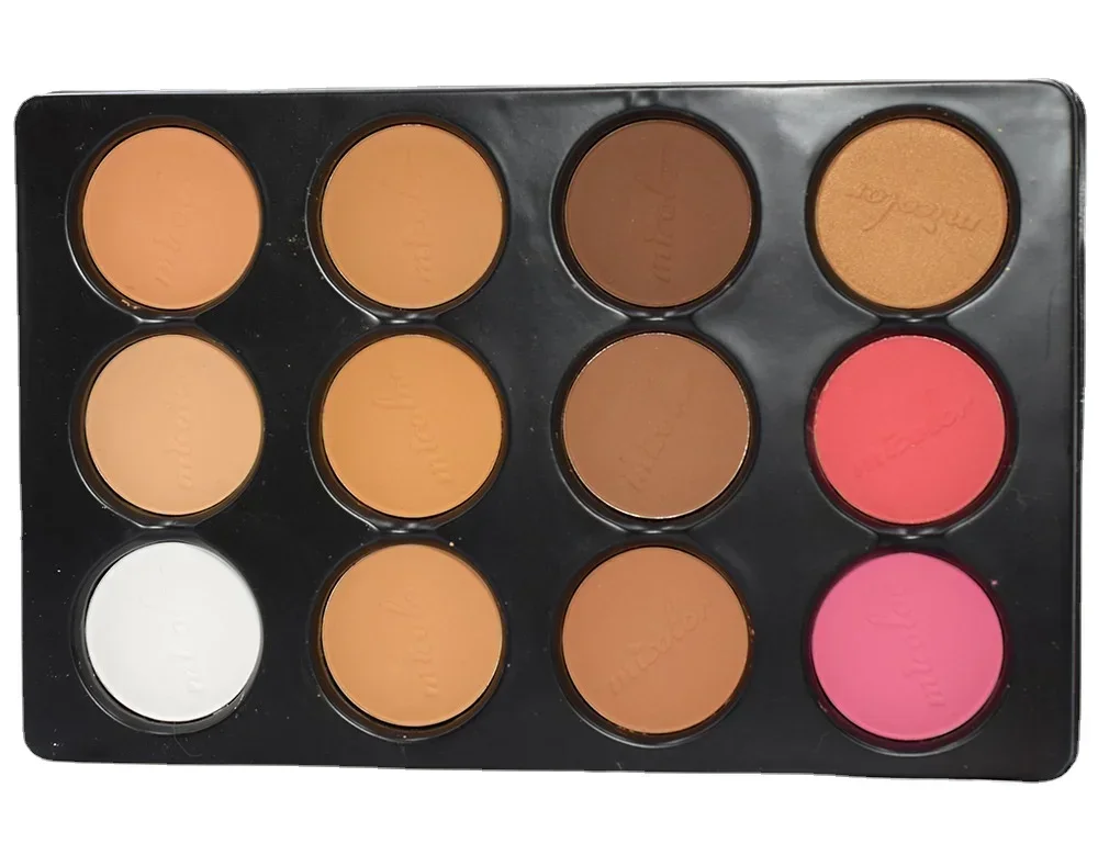 Paleta de maquillaje para reparación facial, colorete, sombra de ojos, ajuste, contorno, resaltado, 12 colores