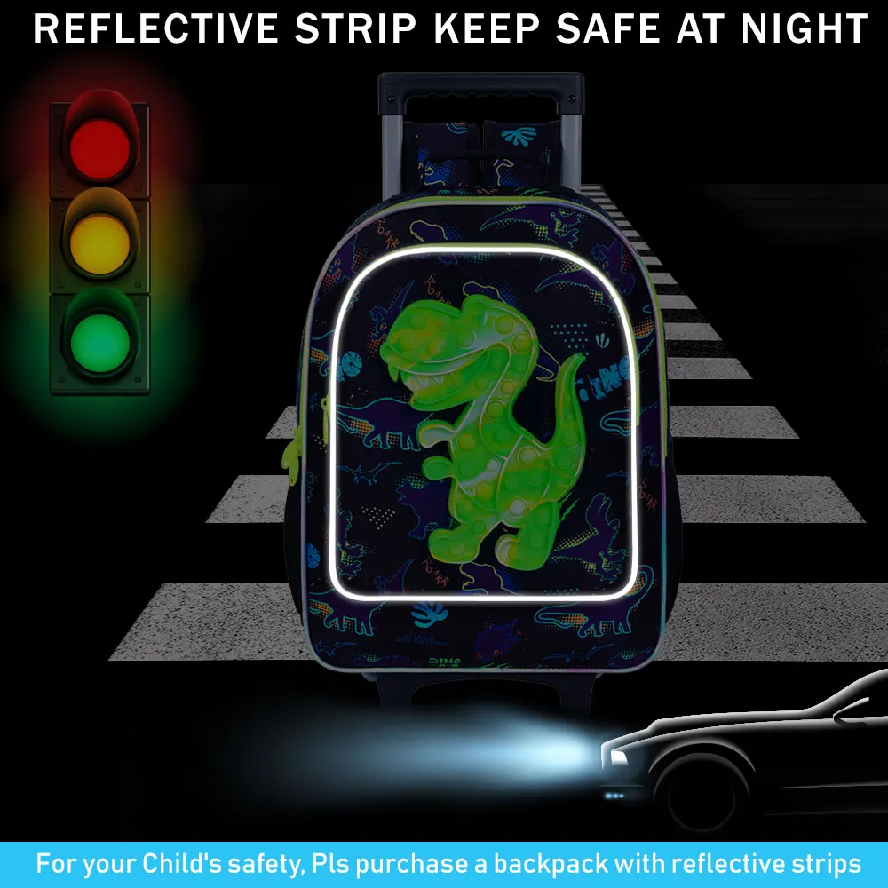 Zaino con ruote da 3 pezzi per ragazzi, bookbag con ruote per bambini, borsa da scuola con ruote con borsa per il pranzo