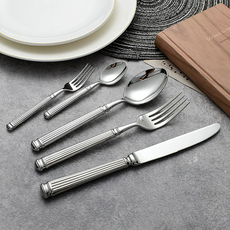 Luxury Stainless Steel Cutlery Sets Full Tableware Knife Fork Spoon Teaspoon Teafork Romantic Wedding Easter Decoration