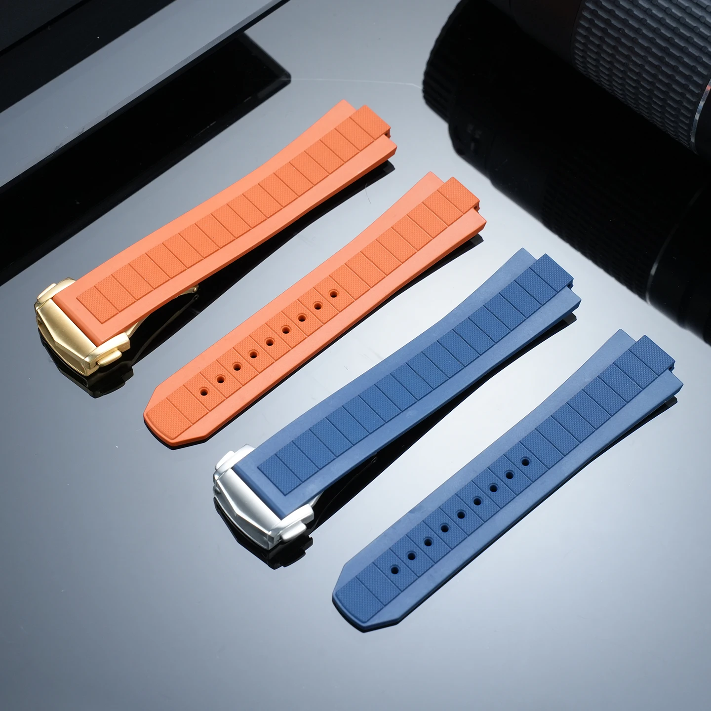 For Omega Seamaster 600 217.32  217.30 Diving Fluororubber Watch Strap Omgea 21732 FKM Sports Watch Band Folding BuckleWristband