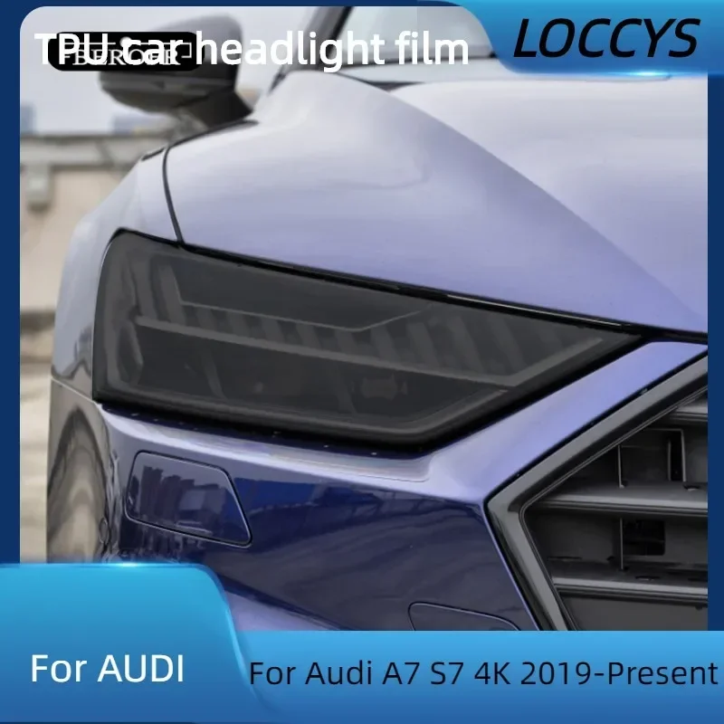 Für Audi A7 S7 4K 2019-Present Auto Scheinwerfer Tönung Schwarz Schutz Film Schutz Rücklicht Transparent TPU Aufkleber zubehör