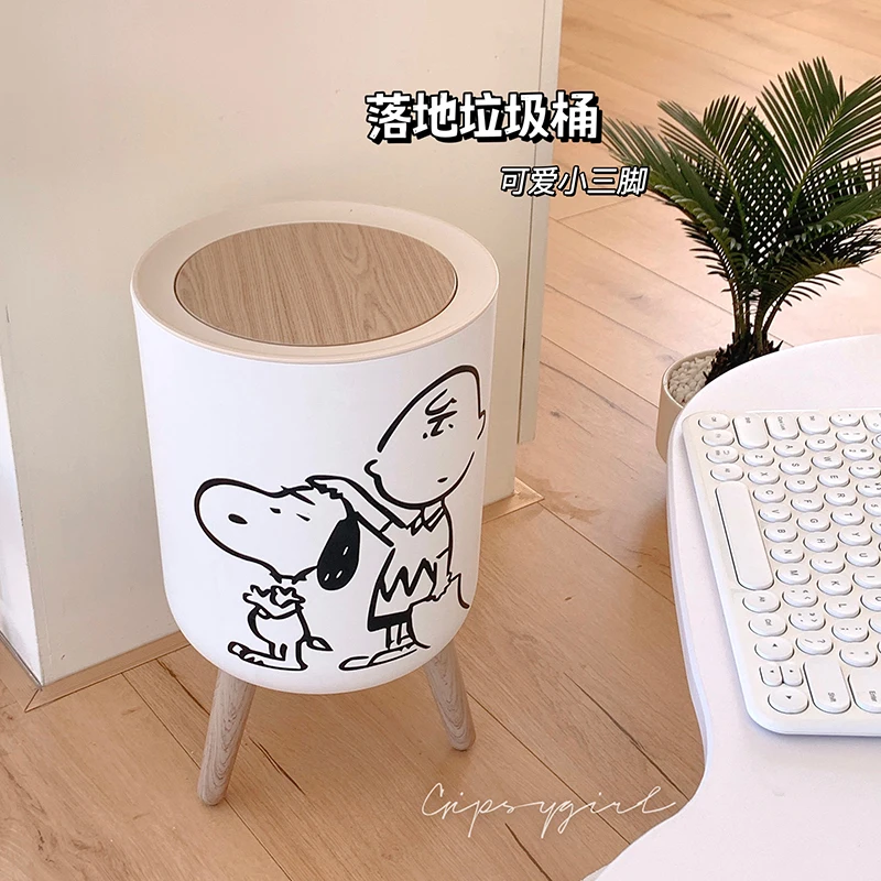 Japanese Log Wind Trash Can Shell Cover Lovely Household High Foot Landing Garbage Can Waste Paper Basket