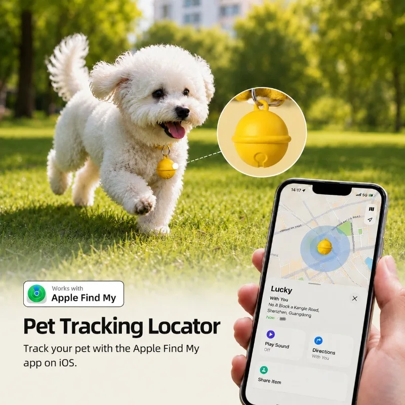 Mini Pet GPS Tracker Compatible Anti-lost Locator Compact Wireless Tracking Tag for Dogs Cats Real-time Position Monitor