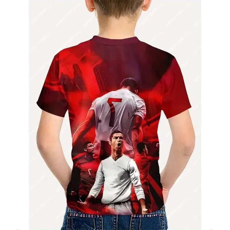 New Summer Ronaldo AI Football Jersey Children's Short Sleeved Adult Parent-child Outfit Breathable Casual Couple Sports Shirt
