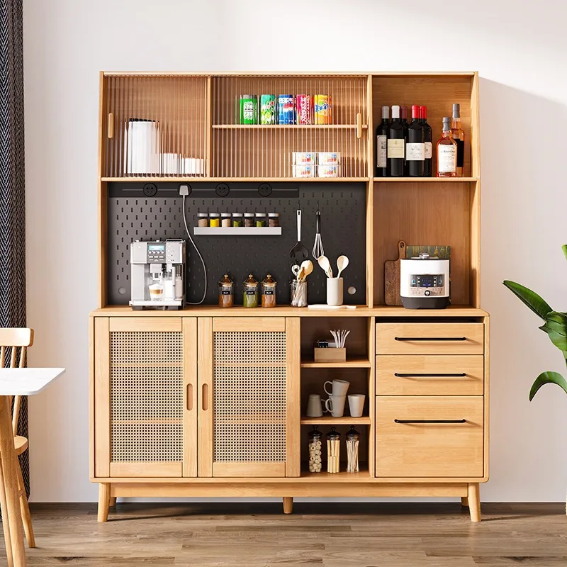 

DSA modern simple solid wood dining side cabinet with hole board wine cabinet living room against the wall kitchen bowl locker