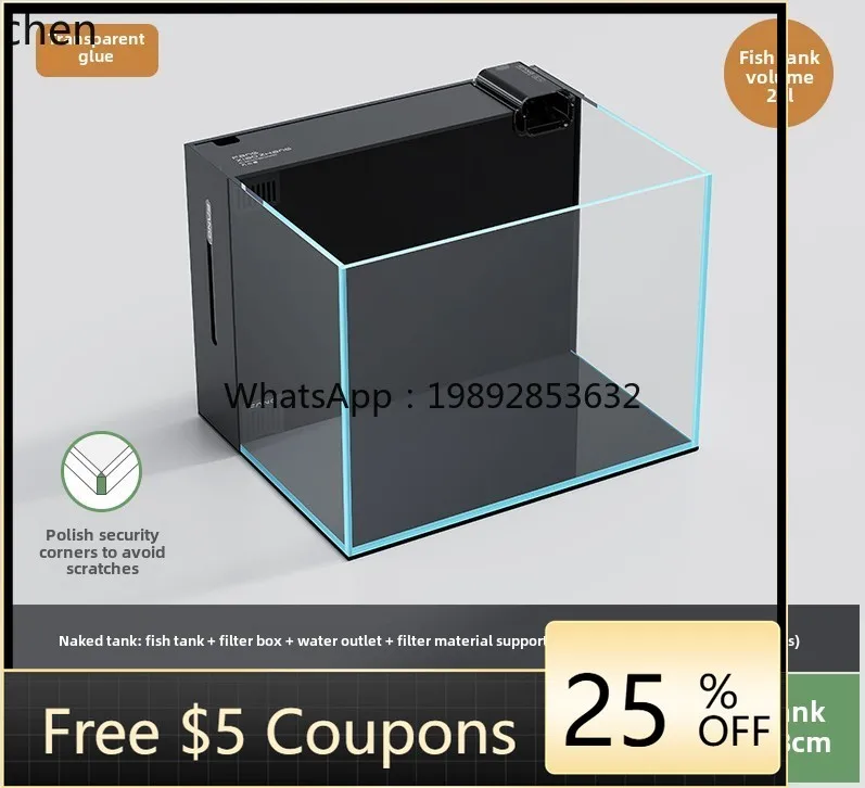 YGG  ultra-white fish tank household ecological glass goldfish tank