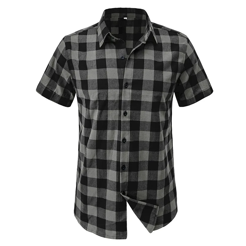 

DUYIT Men's Casual Contrasting Color Plaid Short-sleeved Shirt Spring/Summer New Loose All-Match Tops Multi-color Optional