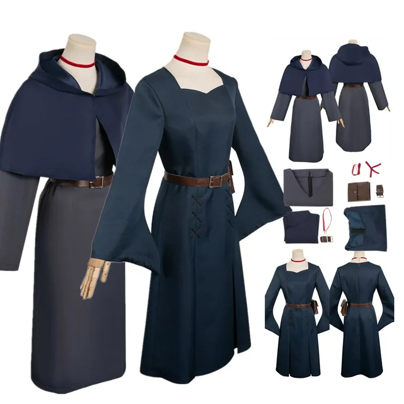 Delicious Anime in Dungeon Fantasy Farin Marcille Cosplay Costume Women Dress Necklace Bag Belt Outfits Halloween Carnival Suit