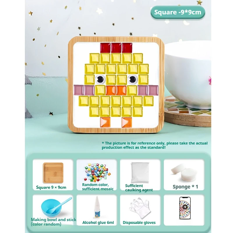 Bamboo Mosaic DIY Coasters Handmade Creative Material for Cup Tableware Mat Tray Placemat Mosaic Crystal Craft Tool Kit Kid Gift