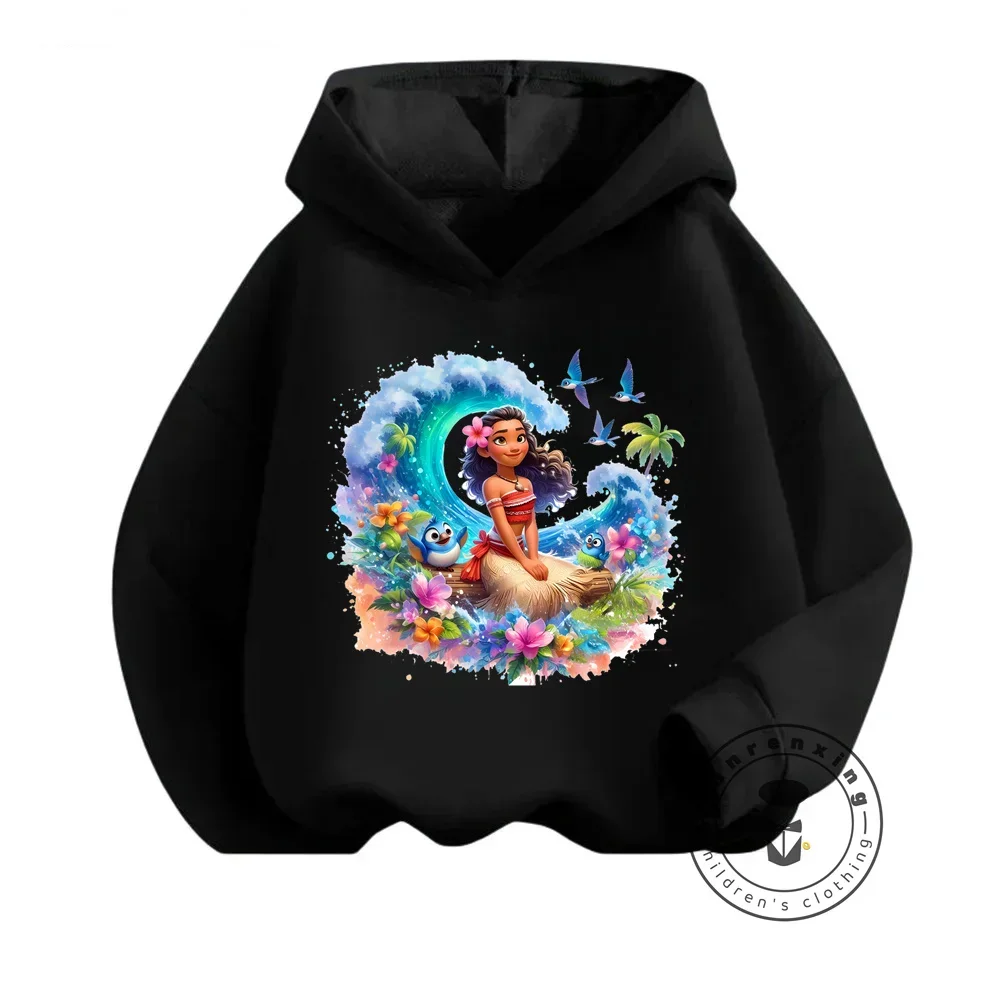 ديزني موانا هوديي الأطفال رقيقة قناع السترة البلوز الفتيان الفتيات طالب الهيب هوب هوديي البلوز الكورية خريف جديد 2024