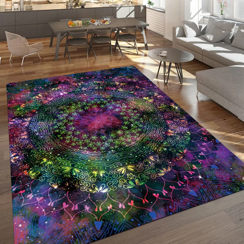 

The Mandala Flower Color D Pattern Printed Rectangle Carpet Rug For Bedroom Living Room Soft Fluffy Rug Nonslip Mat Home Decor