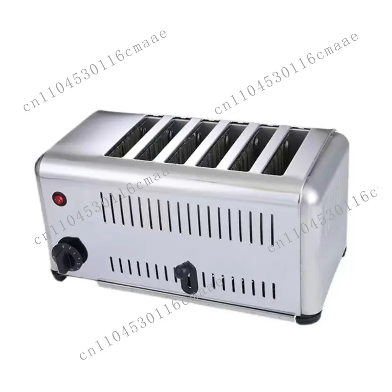 Commercial six-piece electric stainless steel toaster, efficient breakfast snack pop-up bread toaster