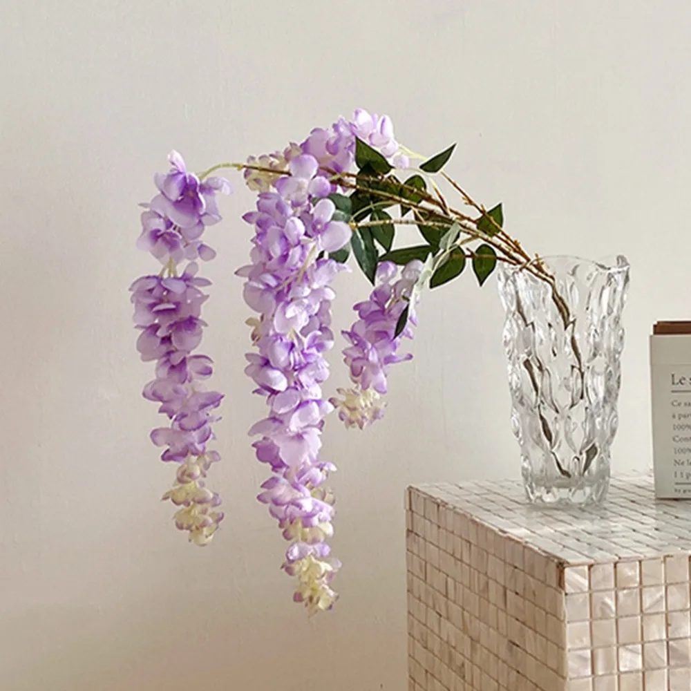 New 110cm Artificial Flowers Hanging Wisteria Multi Colored Fake Flower Flexible 5 Forks Artificial Flower Decoration Home