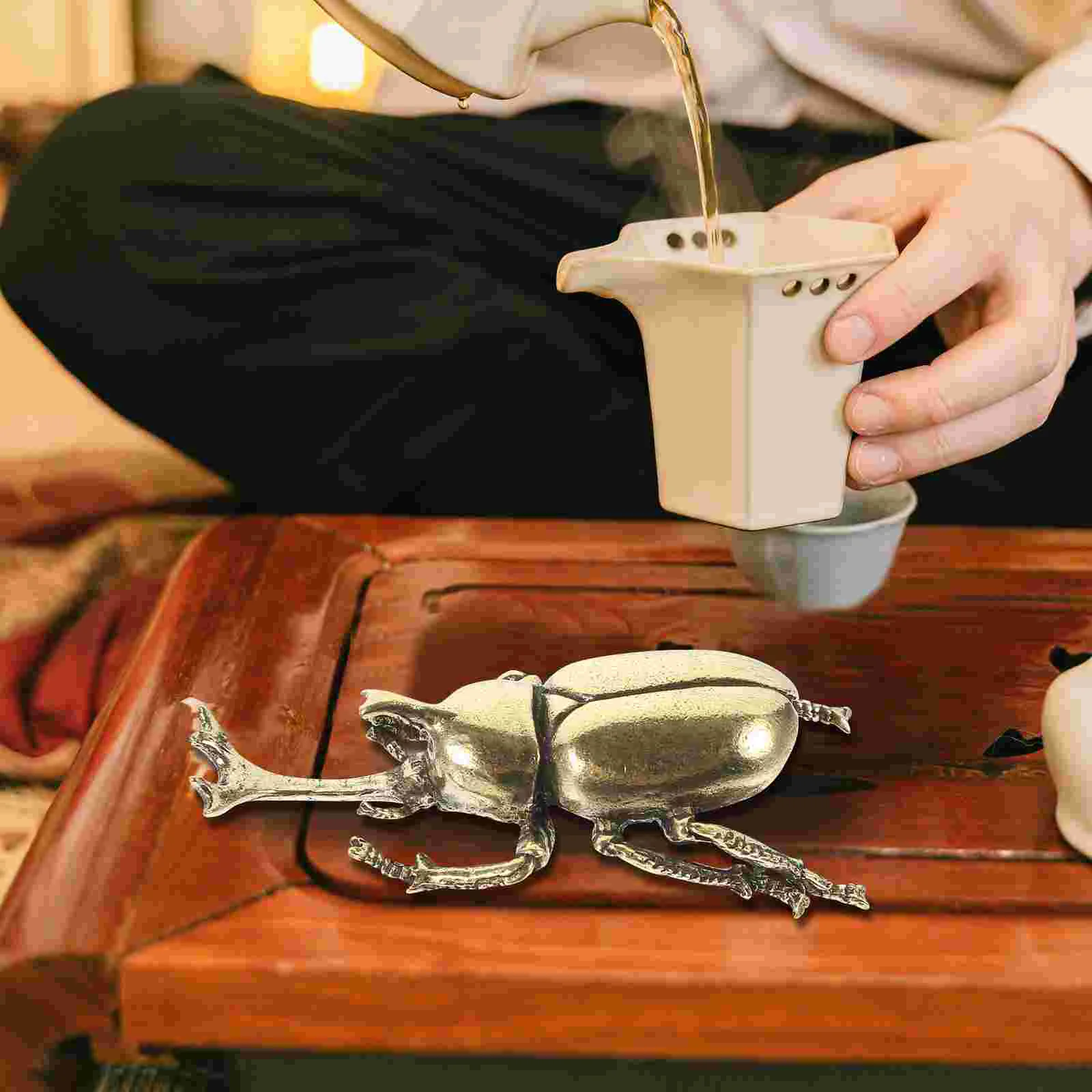 

Beetle Model Miniature Insect Figurine Tabletop Decor Brass Adornment Artificial Small Decoration Desktop Ornament