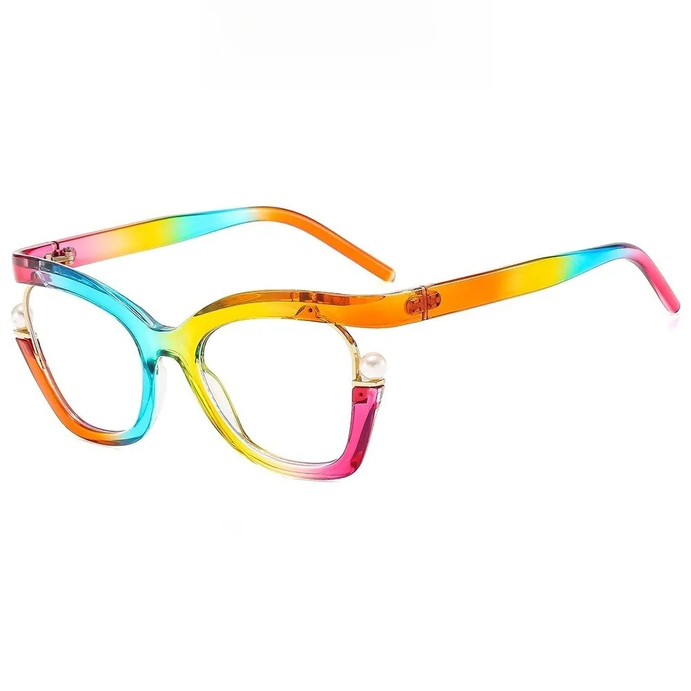 

Pearl Decorative Cat Eye Reading Glasses Purple Vintage Candy Color Eyeglasses Frame Rainbow Gradient High Quality