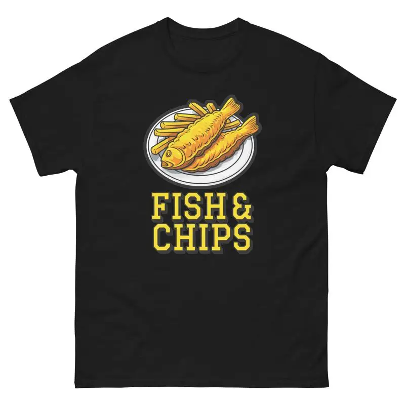 Camiseta divertida de dibujos animados con imagen de comida para amantes de peces y patatas fritas