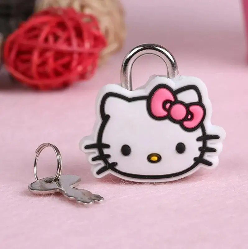 Hello Kitty Cartoon Silicone Padlock Sanrio Cute Figure Toys My Melody Funny Metal Anti-theft Student Dormitory Wardrobe Lock