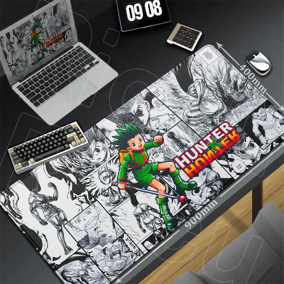 Büro-Computer-Tischunterlage, rutschfest, PC-Gummi-Zubehör, großes Hunter × Hunter Killua Anime Game Mauspad, 900 x 400 mm – Detail 4