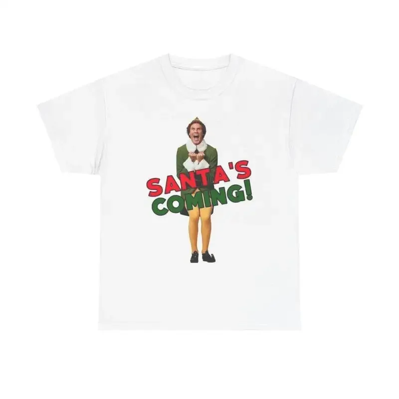 Elf Santa'S Coming T Shirt Funny Christmas Heavy Cotton