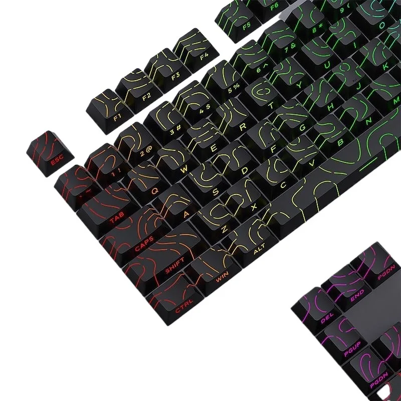 Contour Side‑Lit PBT Key cap Set 87 Keys Cherry Profile Keycaps Personalized Replacement  Keycap For Custom Mechanical Keyboard