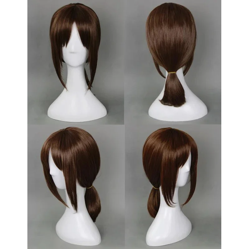 

qq023Аниме Имир Косплей Аврогельмир Коричневый Короткий хвост Термостойкие парики из синтетических волос Pelucas + шапочка для парика