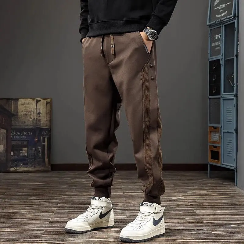 

Sports Casual Pants Men Autumn Winter New Plush Thickened Pants Spliced loose Work Pants