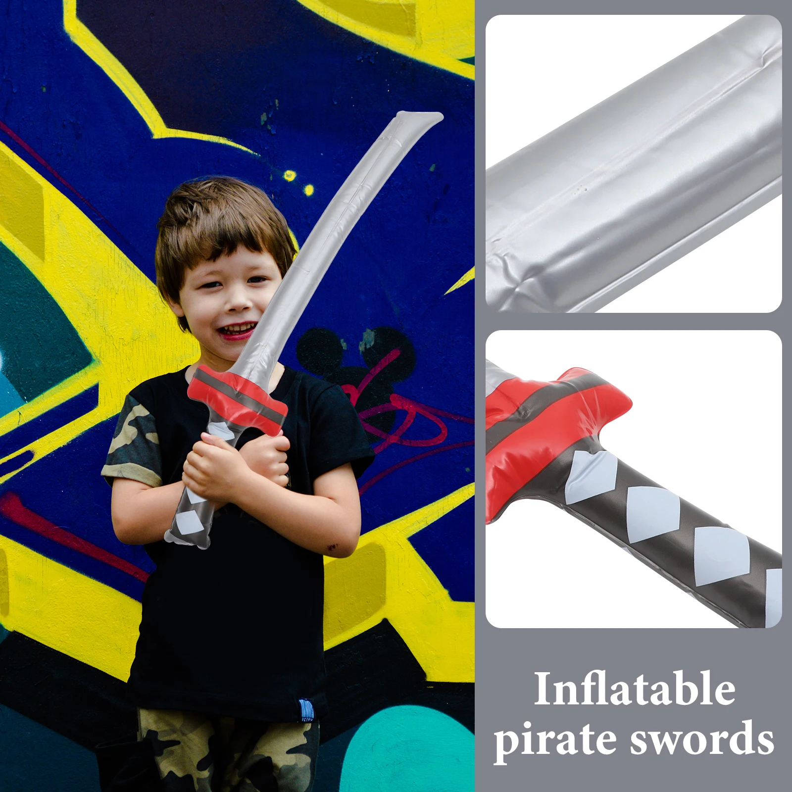 10 Stück aufblasbare Schwerter Luftballons Piratenzubehör für Kinder Partygeschenke Rollenspiel Kampfspiel Outdoor-Spaß