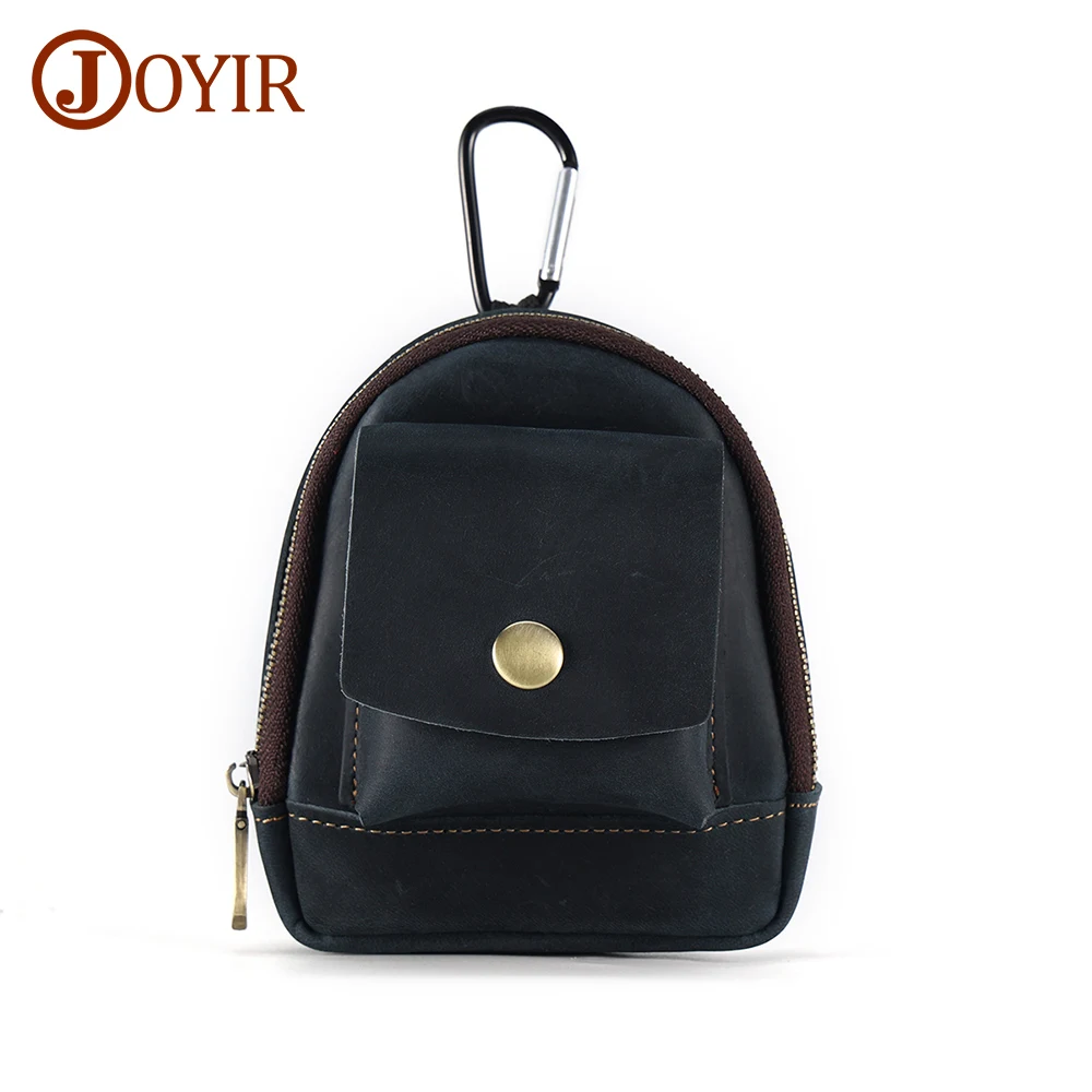 

JOYIR Genuine Cowhide Leather Men Casual Small Wallet Retro Waist Packs for Male Money Coin Purse Mini Storage Purses Belt Bags