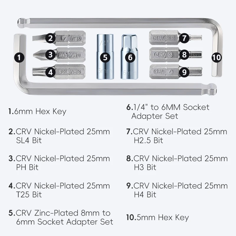 WEST BIKING 10-in-1 Multi-Fuction Bike Tool Kits CRV Steel Magnetic Wrench Allen Keys Set Lightweight Bicycle Repair Tools Kits
