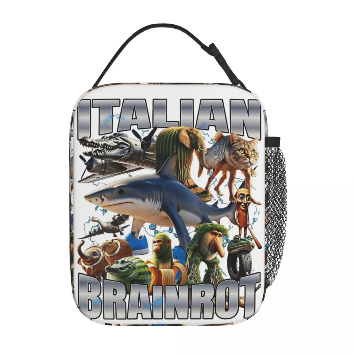 Italian Brainrot Tralalero Tralala Insulated Lunch Bag Thermal Bag Meal Container Portable Tote Lunch Box Food Bag Beach Travel