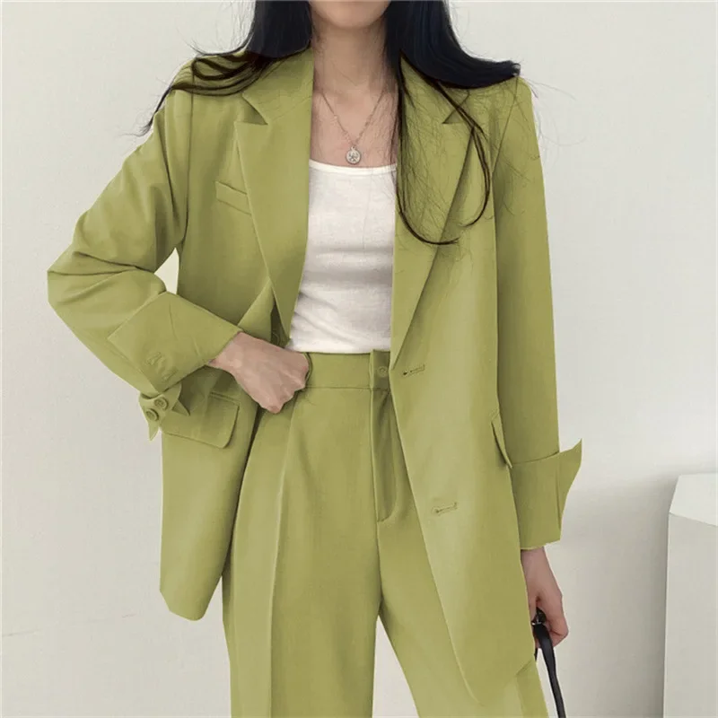 Autumn Winter Womens Fashion Pant Suits Long Sleeves Two Piece Sets Women Outifits Elegant Wide Leg Trousers Women's Clothing