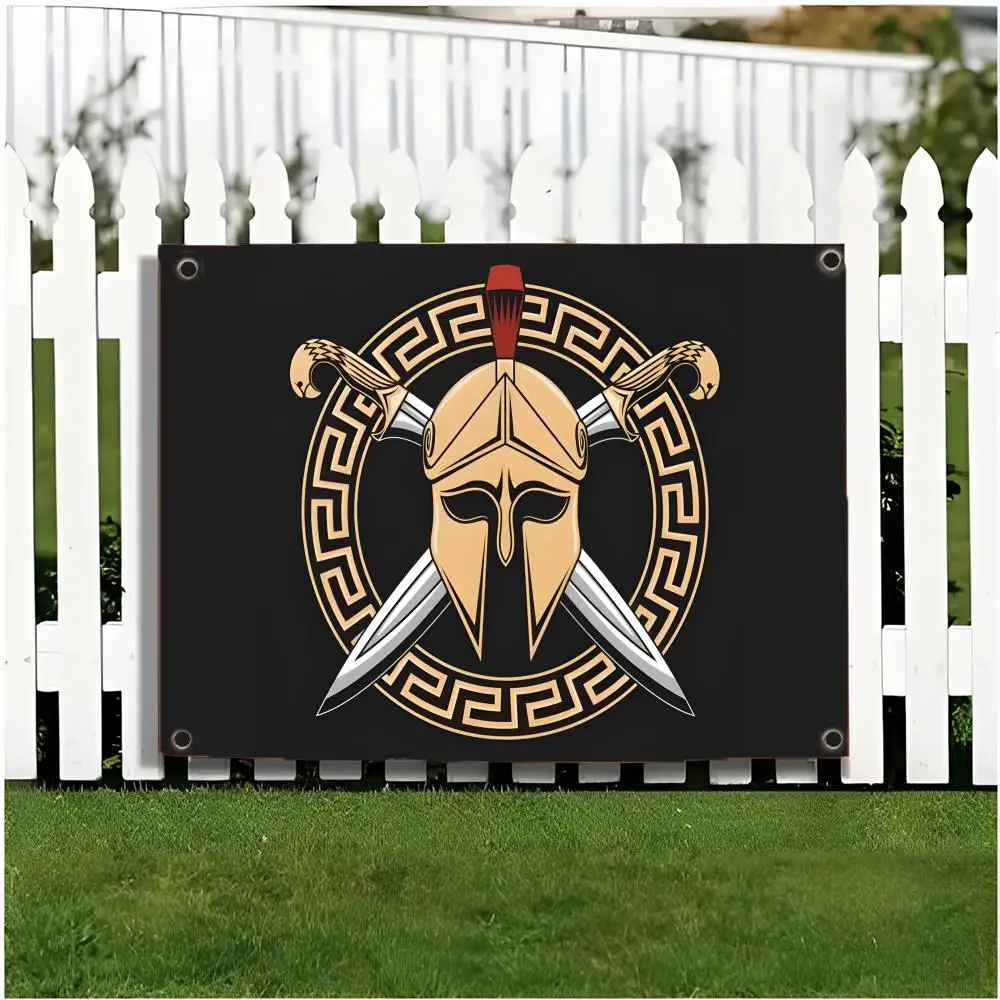 Spartan Flag Flags Edgeless four-ring hanging decor indoor outdoor compatible easy for hanging display