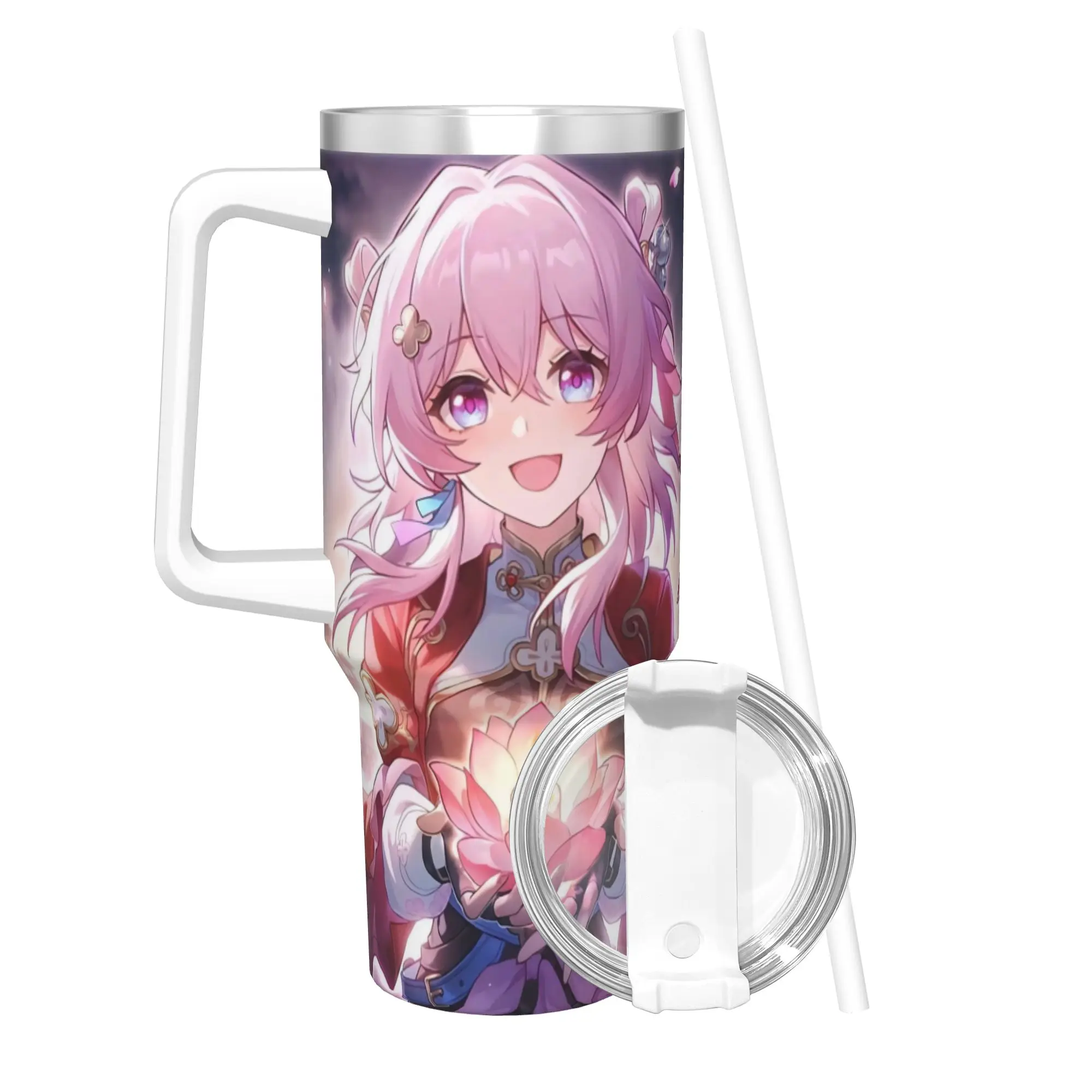 Honkai Star Rail Tumbler With Straw  Stainless Steel Mug Cups Double Wall Vacuum Insulated for Cold Or Hot 40oz