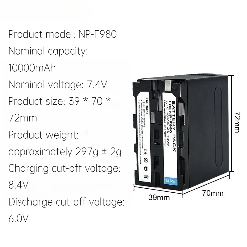 

Аккумулятор No Decode NP-F980 емкостью 10000 мАч для Sony HVL Series Light Type-C, быстрая зарядка с двумя портами, длительный срок службы