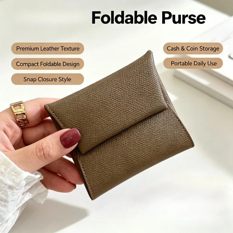 Litchi Texture Mini Bread Card Case Korean Style Compact Drivers License Holder Portable Cash Coin Wallet Card Organizer