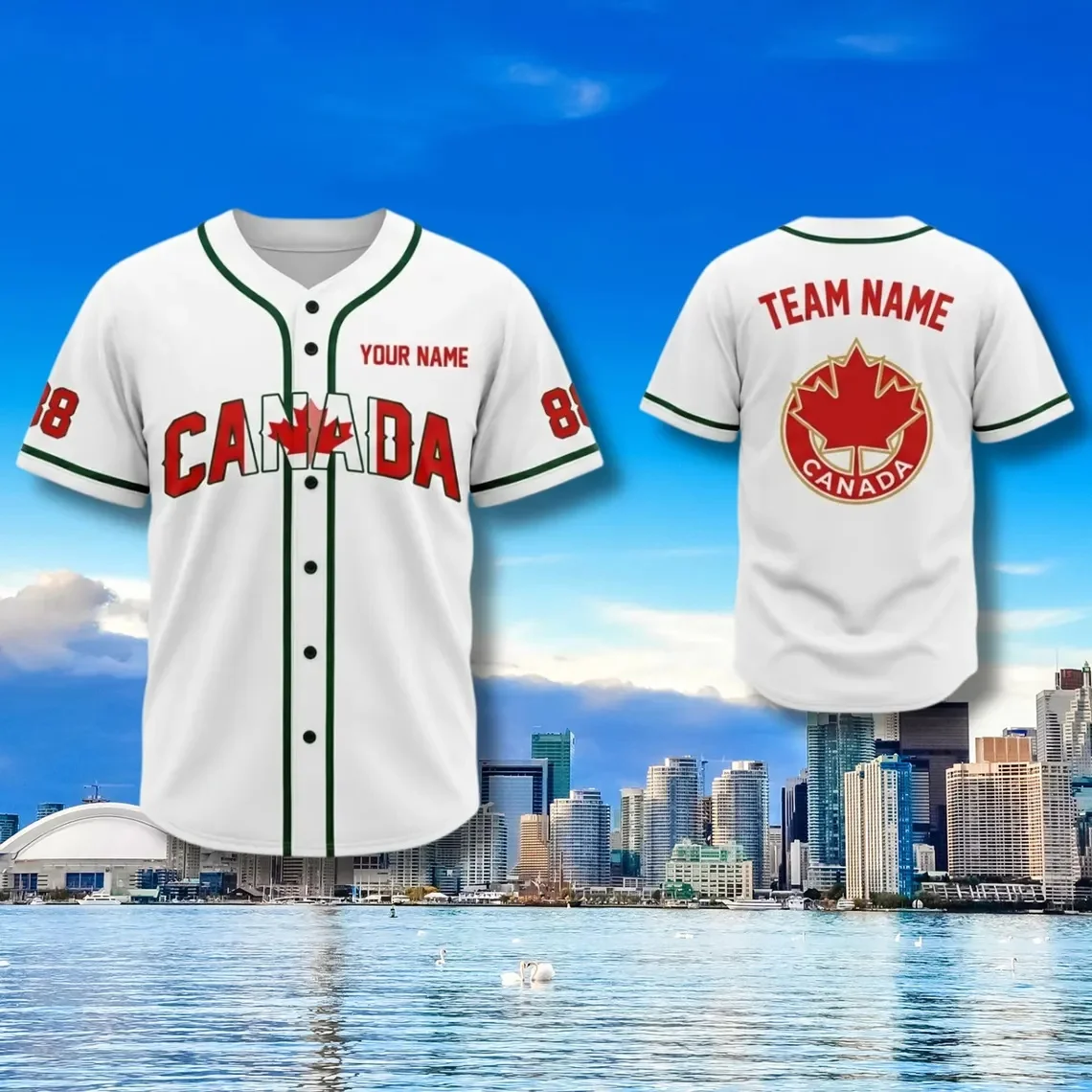 Custom Canada Baseball Jersey Personalized Name Number Maple Leaf Team Shirt, Gift Men For Women Fans